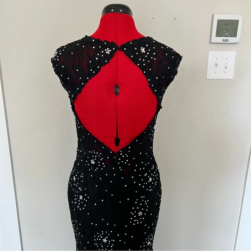 Camille La Vie Black Mermaid Jeweled/Sequin Floral Lace Formal Gown US 8 😍 - Picture 9 of 16